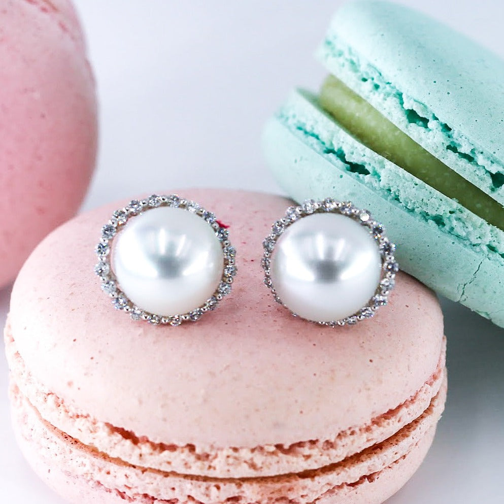 South Sea Pearl and Diamond Earrings
