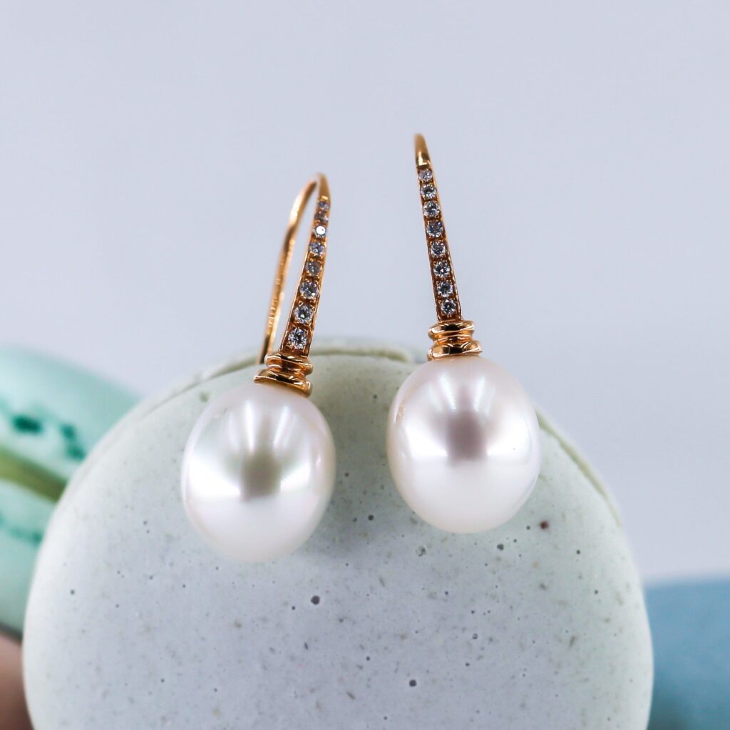 South Sea Pearl and Diamond Earrings