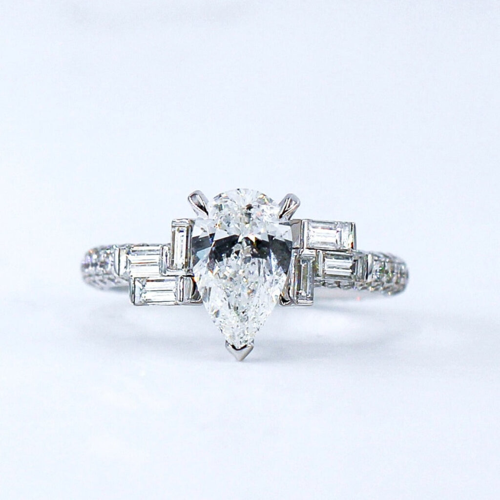 Pear Shoulder Diamond Engagement Rings