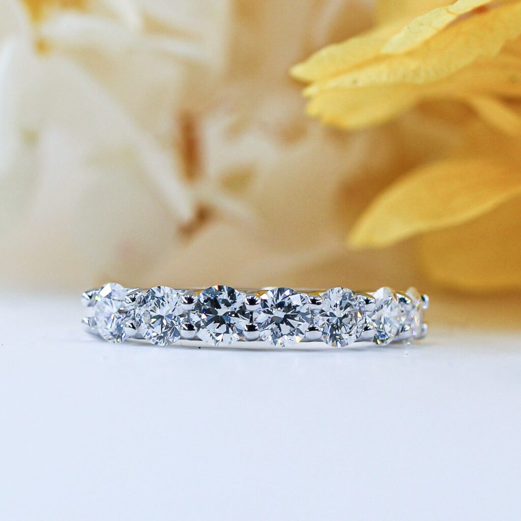 Round-Cut Diamond Half Eternity Lady's Wedding Bands