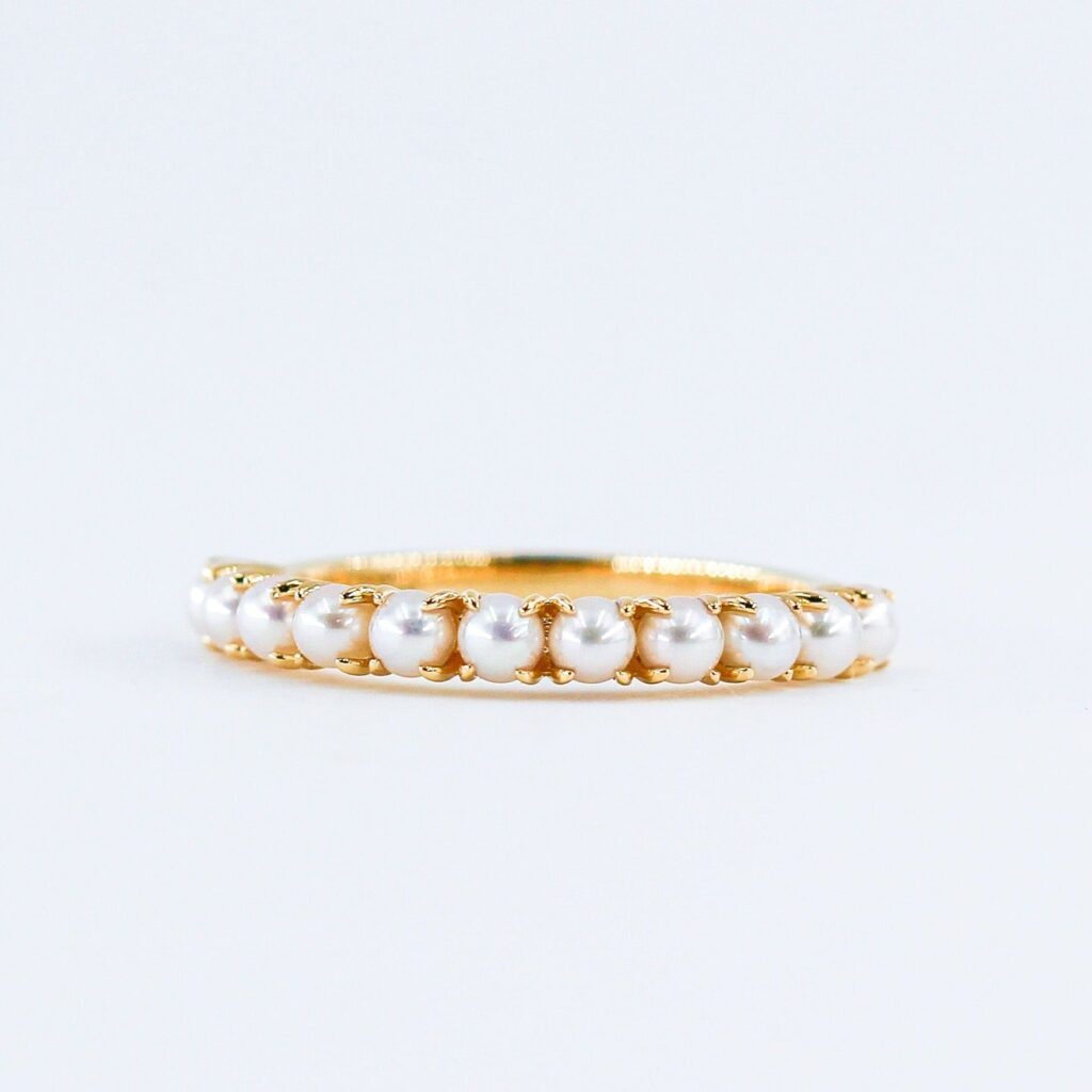 Fresh Water Pearl Half Eternity Rings