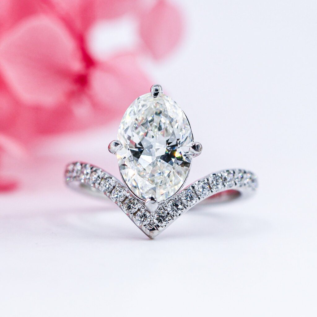 Oval Shoulder Diamond Engagement Ring