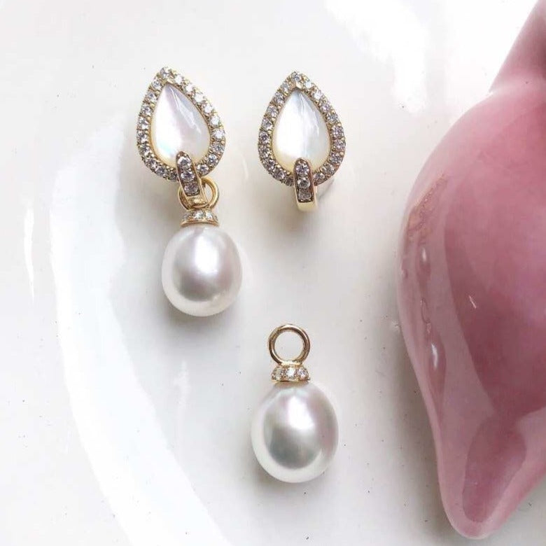 South Sea Pearl and Mother of Pearl Earrings