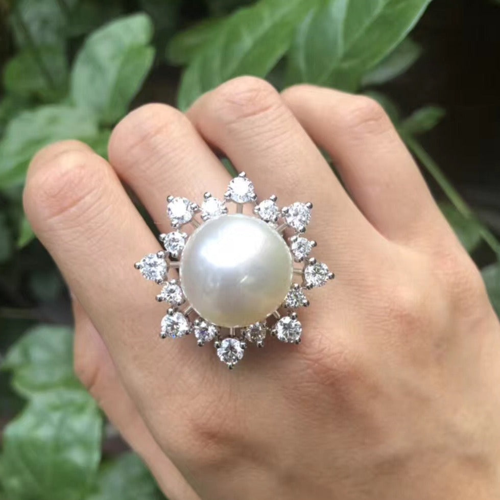 South Sea Pearl and Diamond Rings