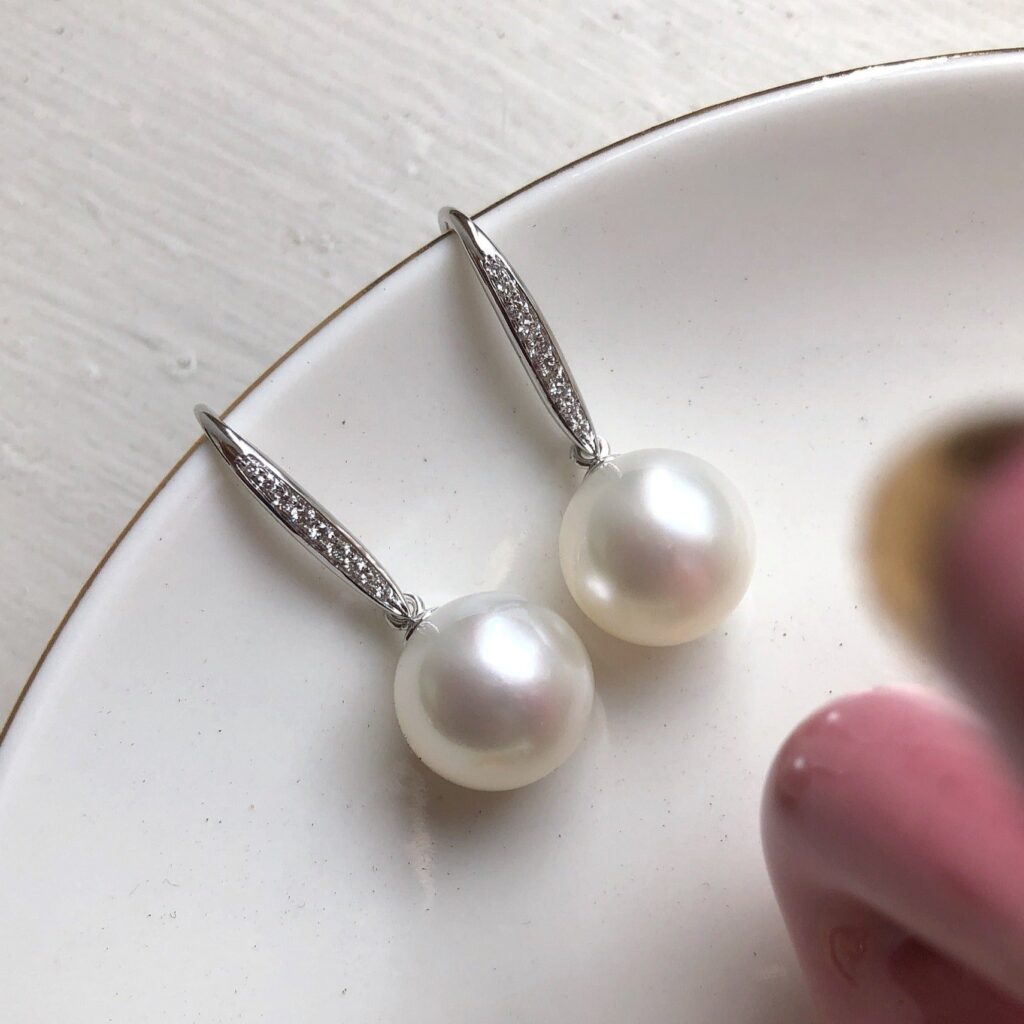 South Sea Pearl and Diamond Earrings