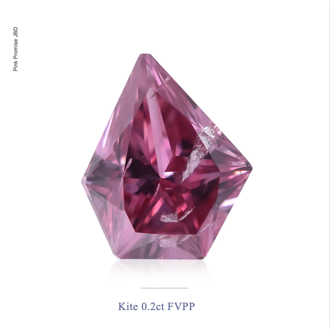 0.2ct Kite shape Fancy Vivid Purplish Pink Color Diamond