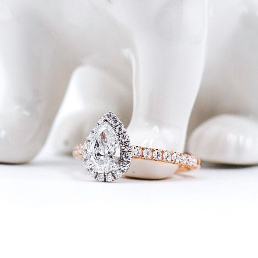 Pear Halo Diamond Engagement Ring