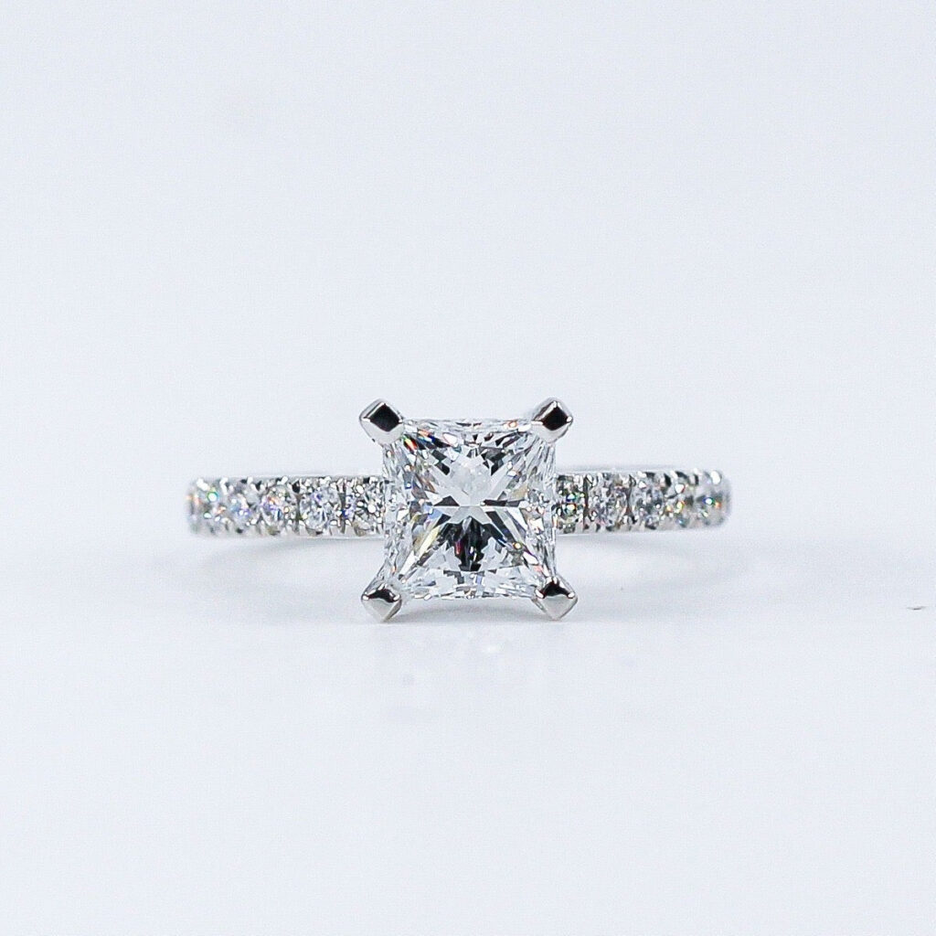Princess Shoulder Diamond Engagement Ring