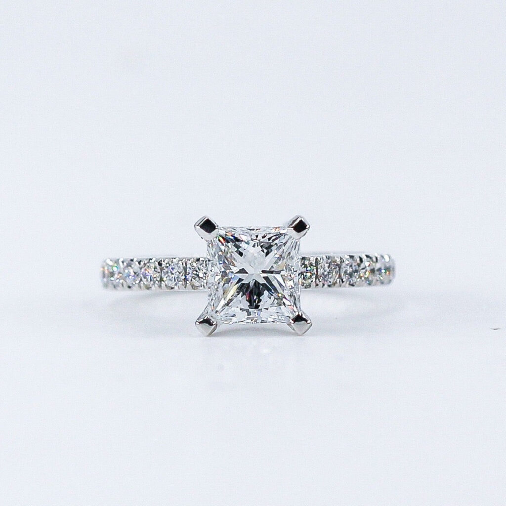 Princess Shoulder Diamond Engagement Rings