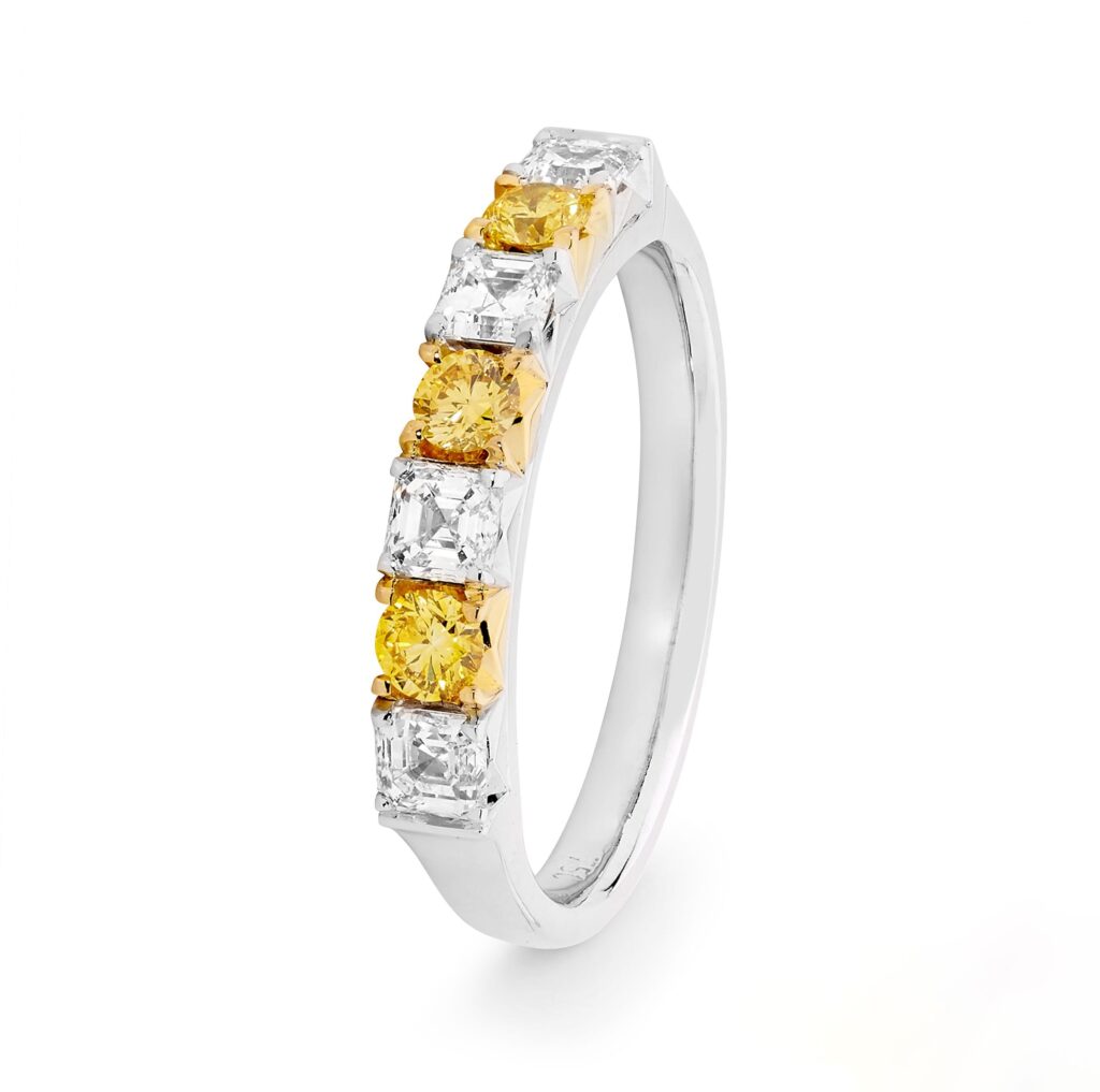 Yellow and White Diamond Enternity Bands