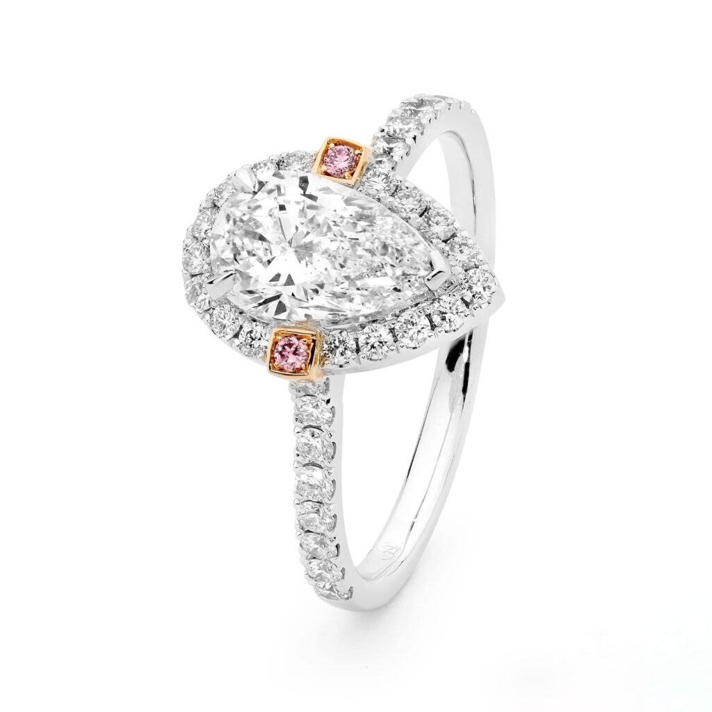 White Diamond with Argyle Pink diamond Accents Rings