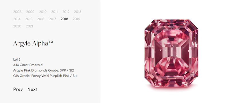 Argyle Alpha diamond from the 2018 Argyle Pink Diamonds Tender, a 3.14ct Fancy Vivid Purplish Pink radiant-cut diamond.