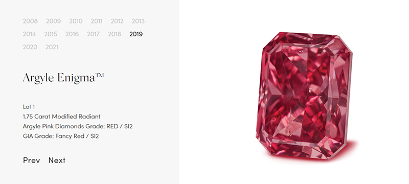 Argyle Enigma diamond from the 2019 Argyle Pink Diamonds Tender, a Fancy Deep Pink oval-cut diamond of exceptional rarity.