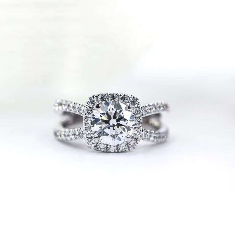 round brilliant cut diamond halo engagement rings melbourne custom design