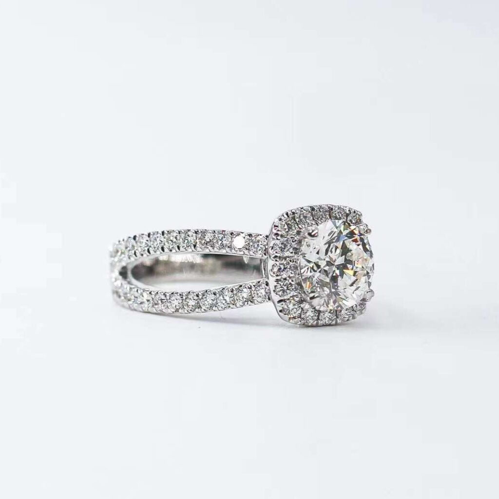 round brilliant cut diamond halo engagement rings melbourne custom design