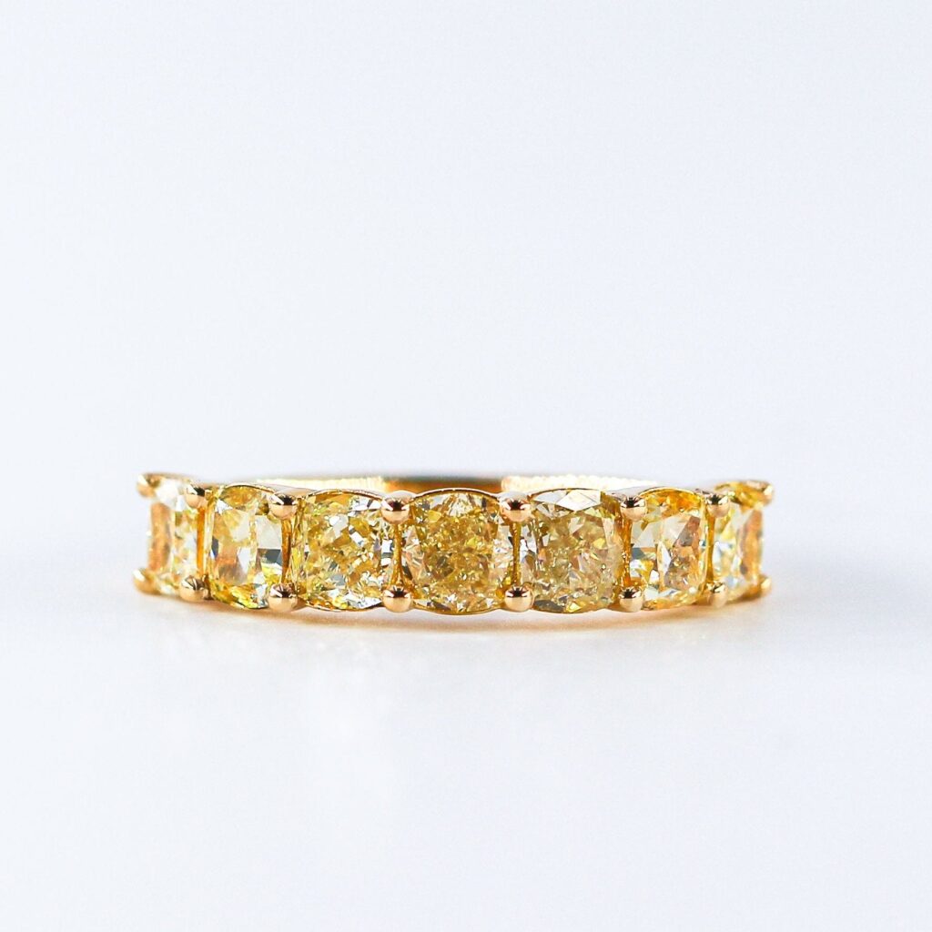 cushion cut fancy intense yellow diamond eternity rings Sydney best price