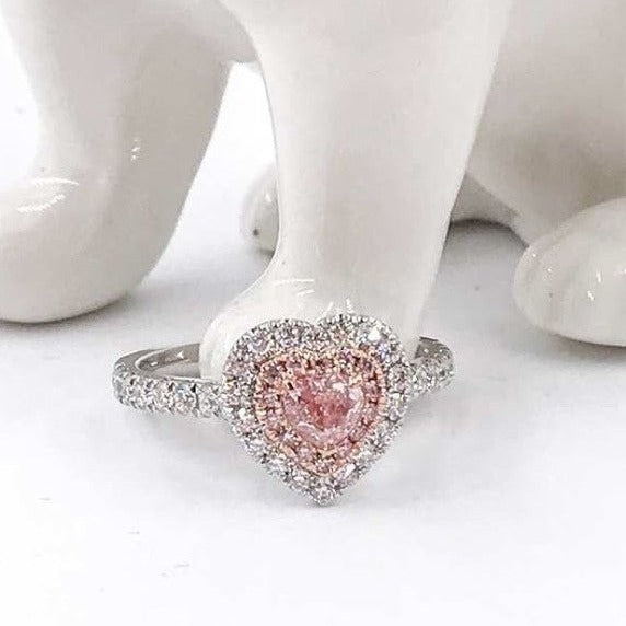 Heart shape argyle pink diamond halo rings Perth best value