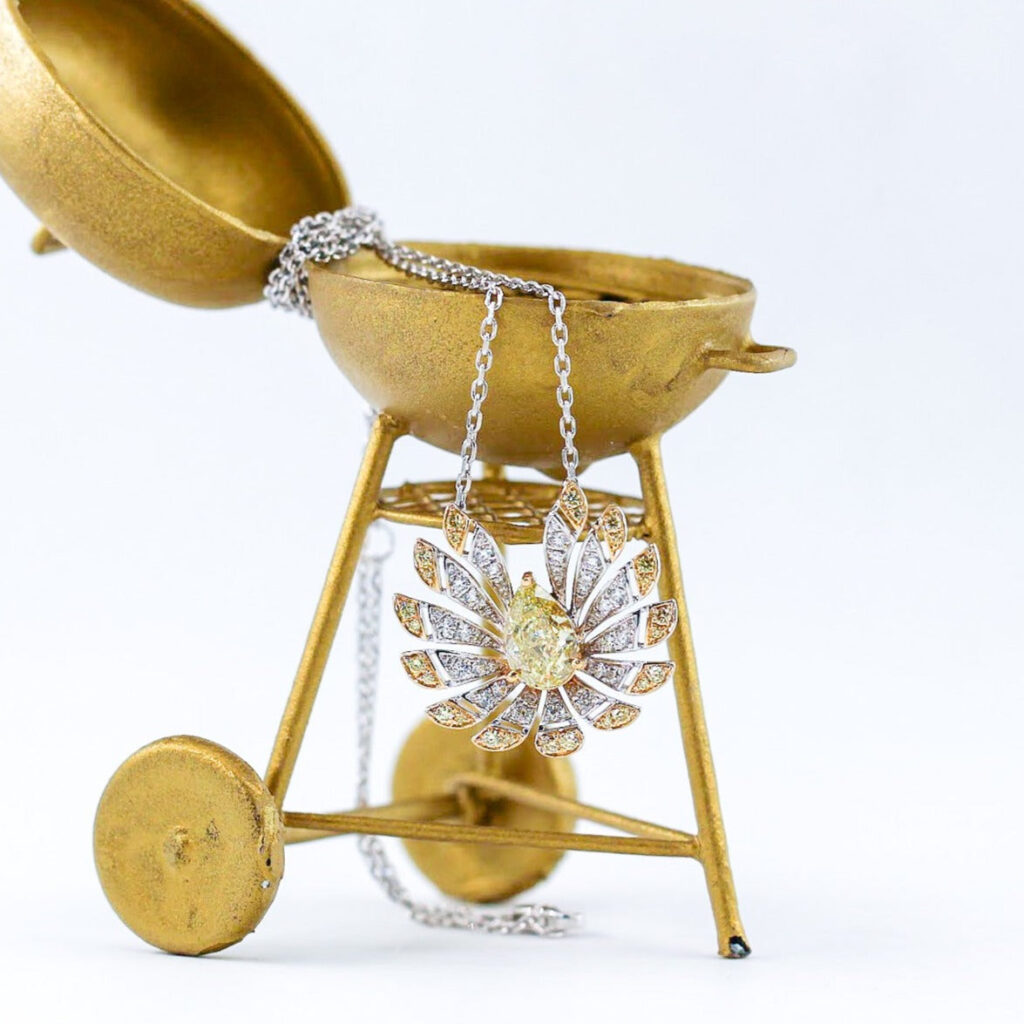 Pear shaped fancy intense yellow diamond pendants brisbane High-quality jewelry at best price