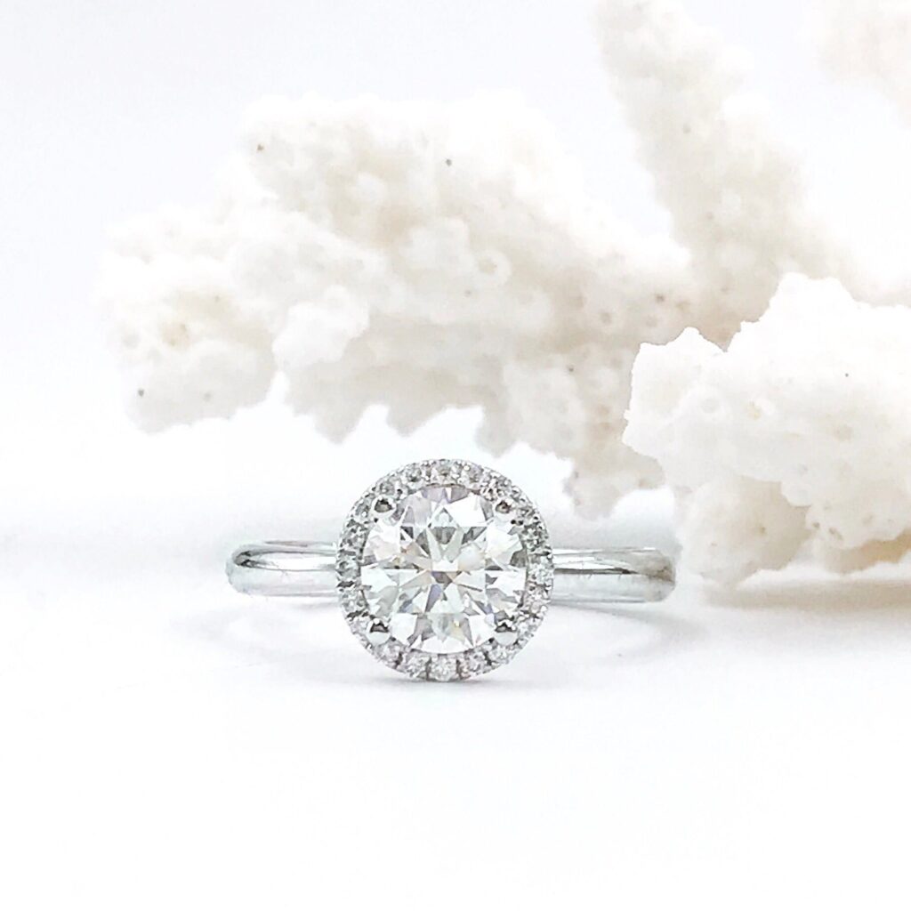 round brilliant cut diamond halo engagement rings sydney best price