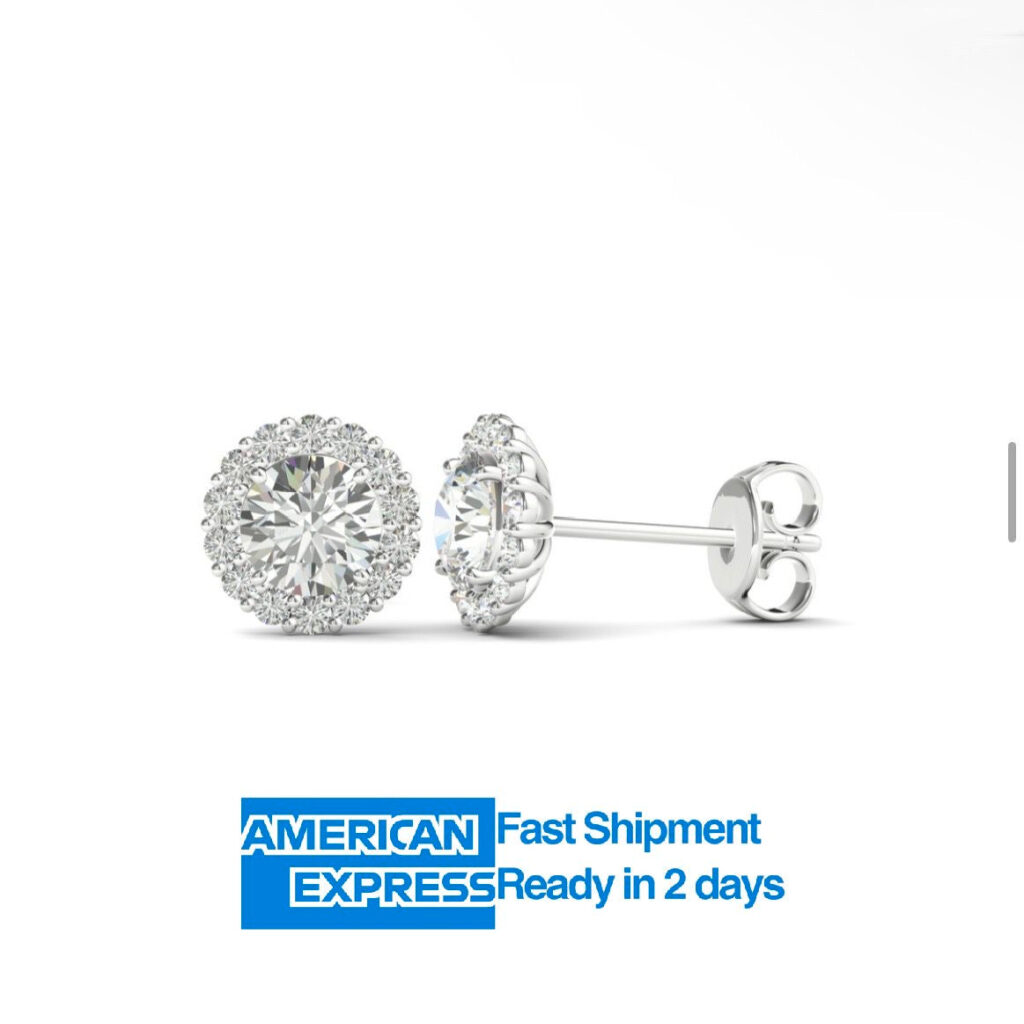 Round brilliant cut diamond halo earrings perth special offer