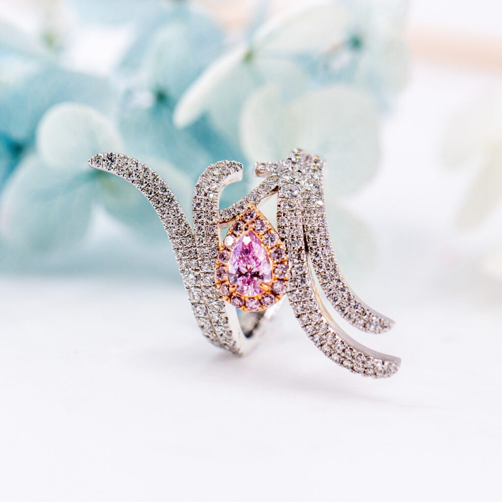 Pear shaped Australian pink diamond rings Melbourne best value