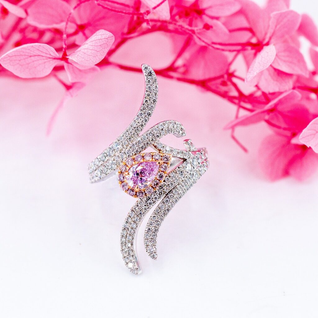 Pear shaped Argyle pink diamond rings Melbourne best value