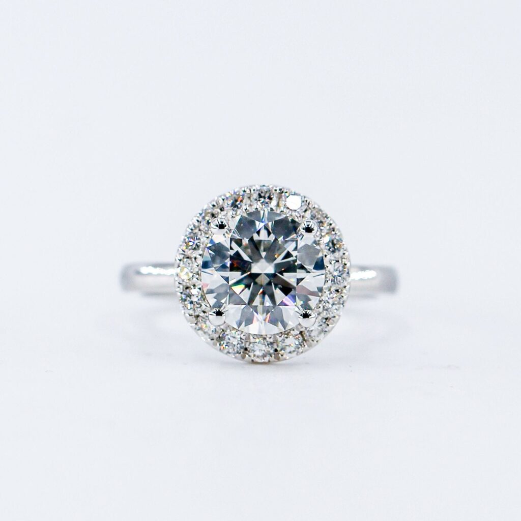 round brilliant cut diamond halo engagement rings sydney best price