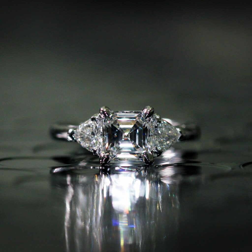 asscher cut diamond engagement rings sydney australia custom jewelry