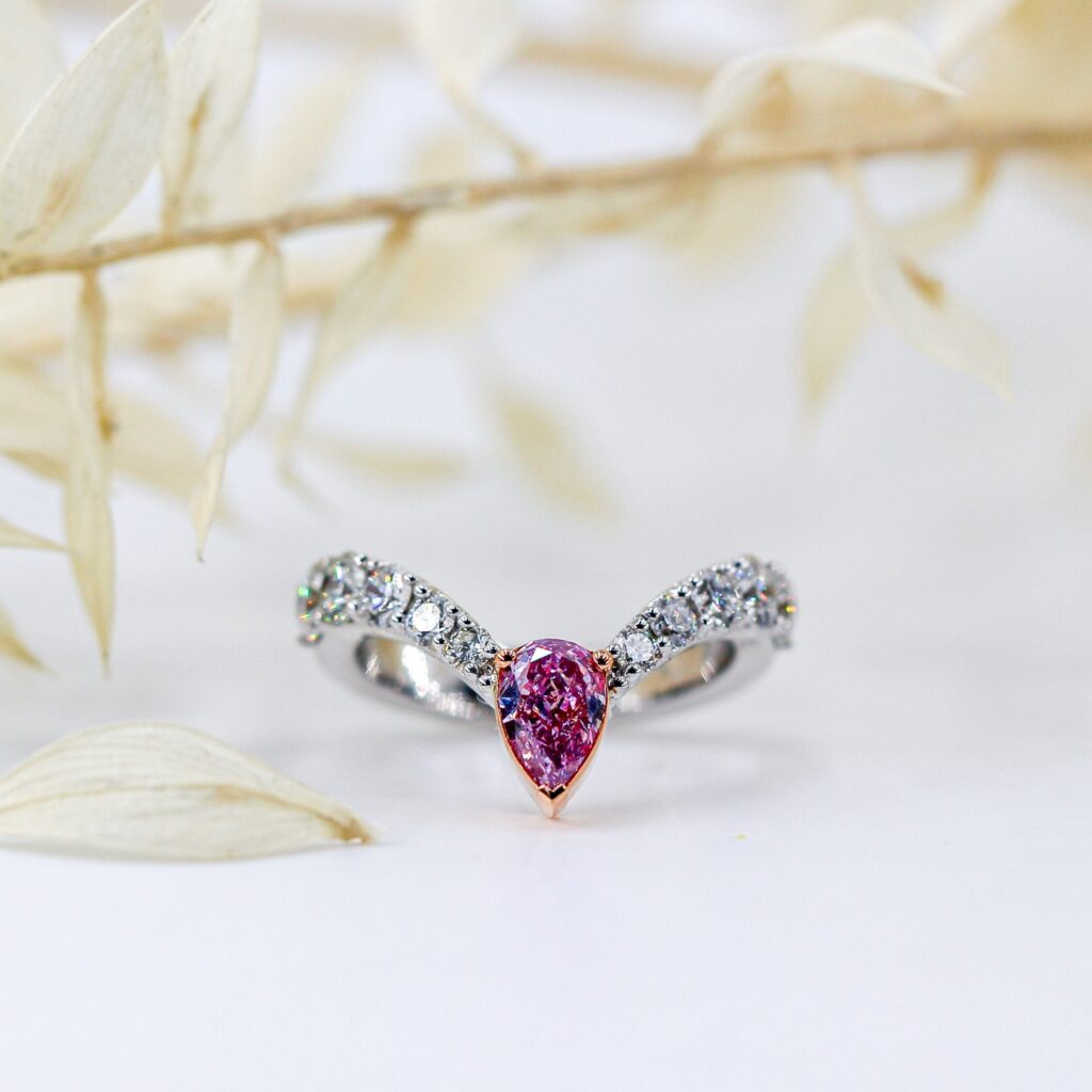 Pear shaped Argyle Pink Diamond Rings Melbourne Special offer