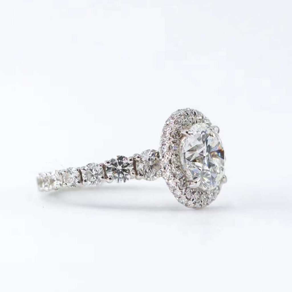 round brilliant cut diamond halo engagement rings perth custom design