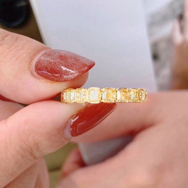 cushion cut fancy yellow diamond eternity rings perth custom design