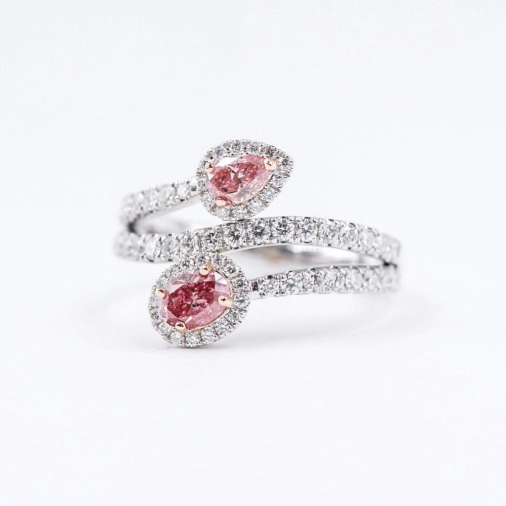 pear oval cut argyle pink diamond dress rings Melbourne Luxury jewelry on sale