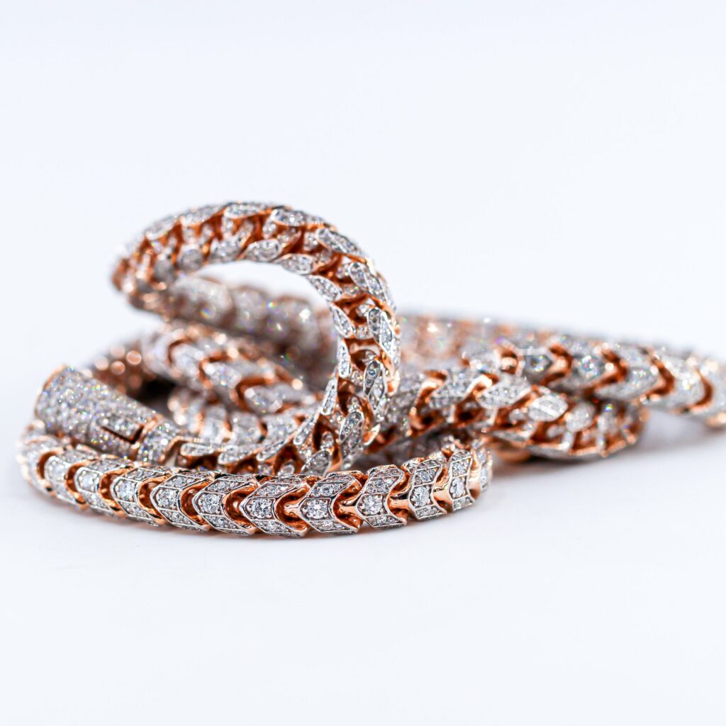 Handcrafted Diamond Cuban Chain Necklace in Rose Gold - DIAPND08