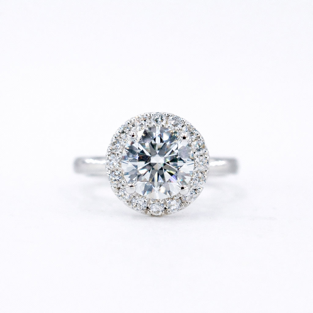 round brilliant cut diamond halo engagement rings sydney best price