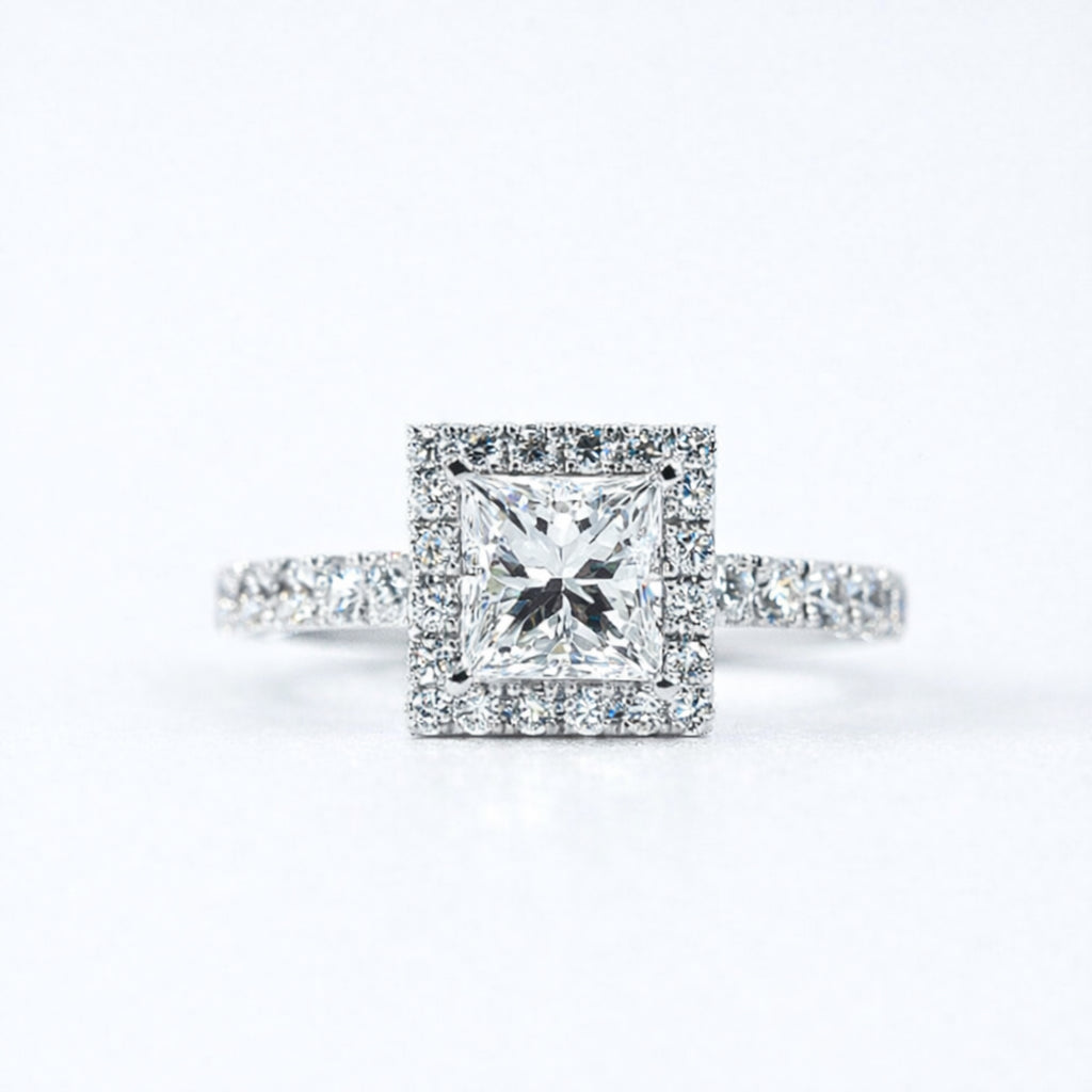 Princess Cut Halo Diamond Engagement Ring - PRHSHR02